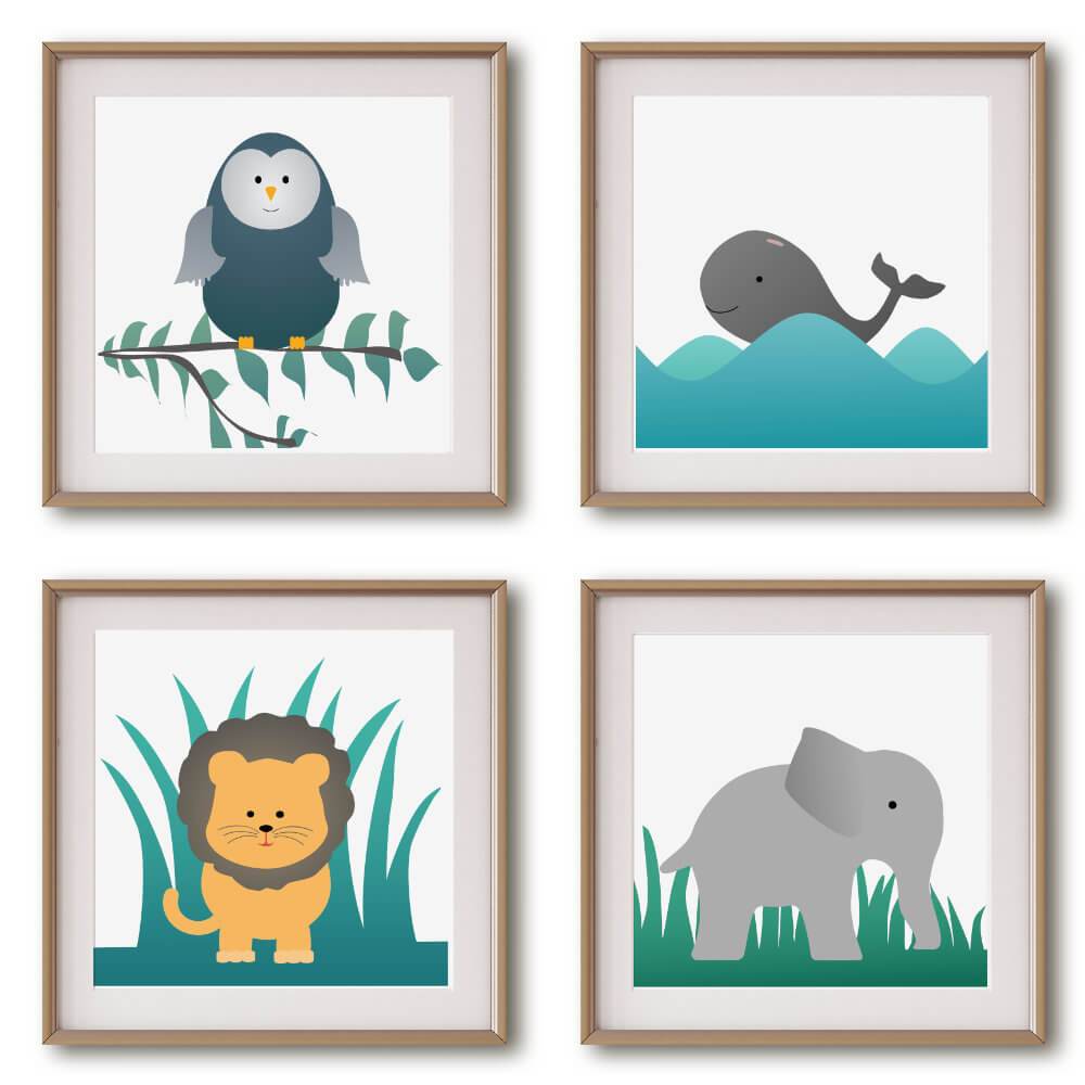 Little Blue Green Owl | Giclée Print - Poster from Ainsi Hardi Paris France