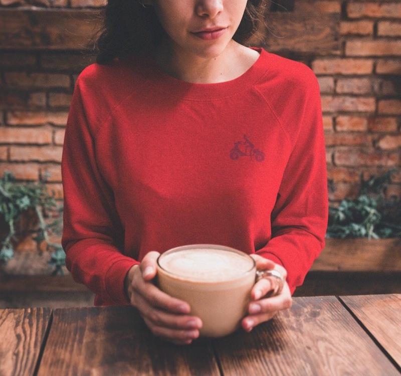 Red Embroidered Sweatshirt - Women's Sweatshirt from Ainsi Hardi Paris France