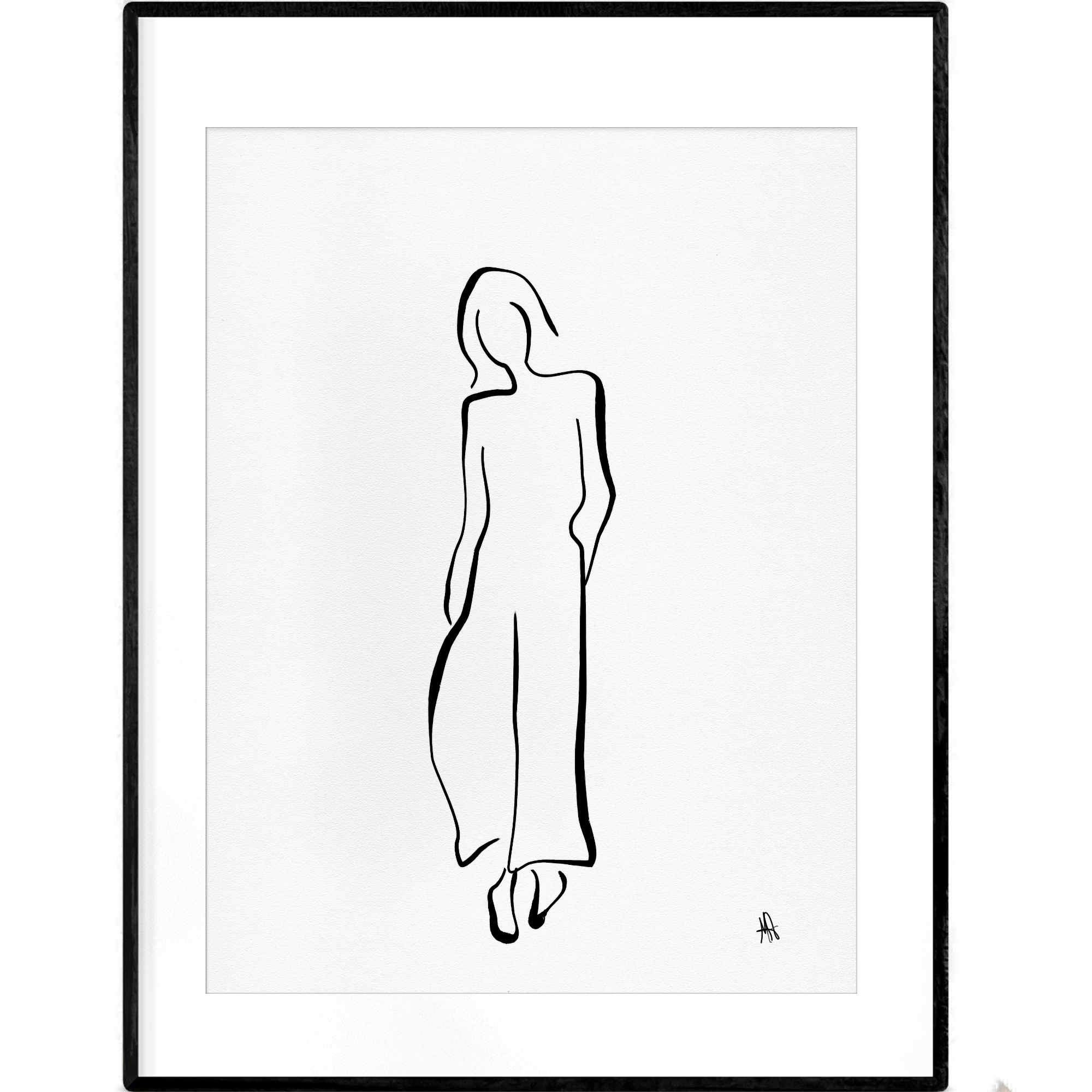 La Parisienne | Black and White Line Giclée Print - Poster from Ainsi Hardi Paris France
