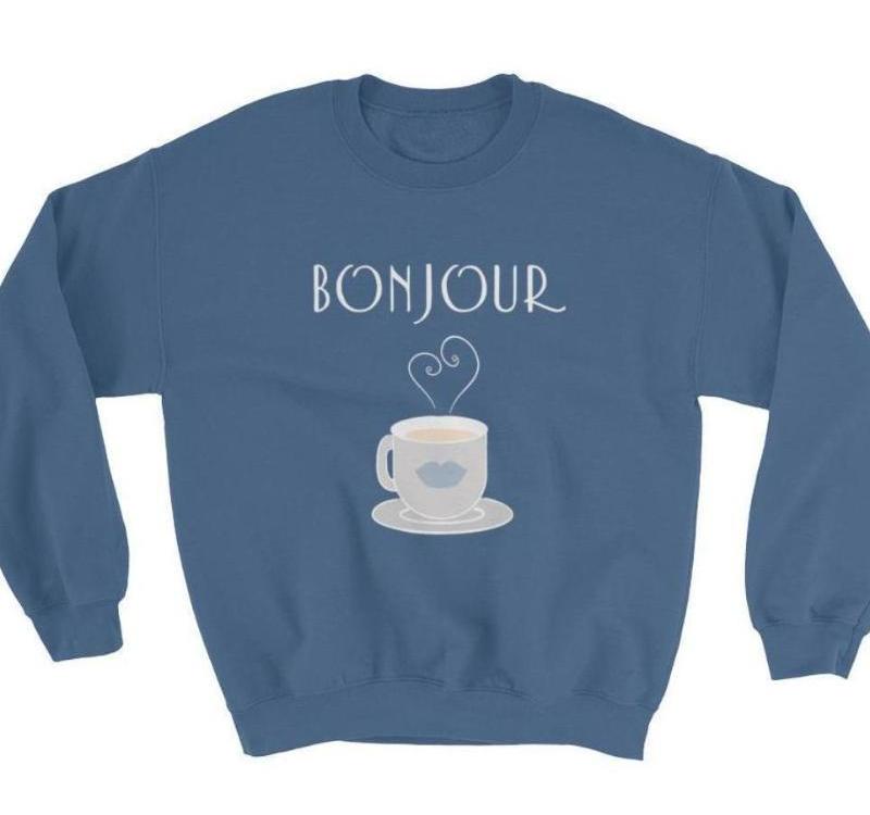 Bonjour Tea Parisian SkyBlue Sweatshirt - Women's Sweatshirt from Ainsi Hardi Paris France