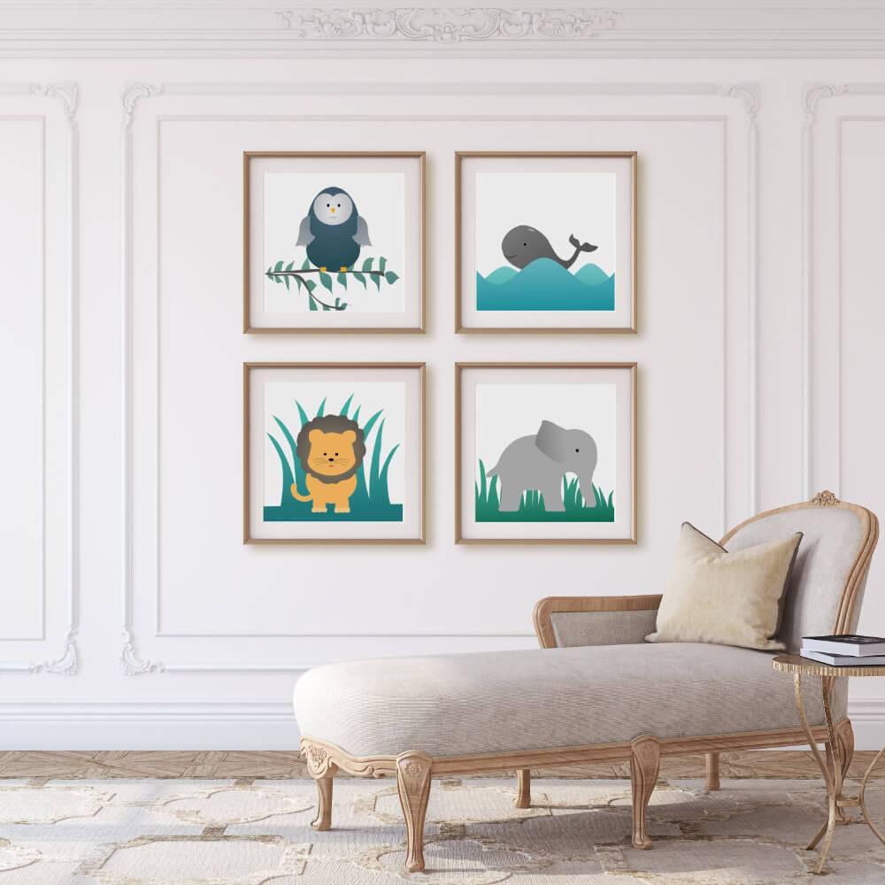 Little Blue Green Owl | Giclée Print - Poster from Ainsi Hardi Paris France