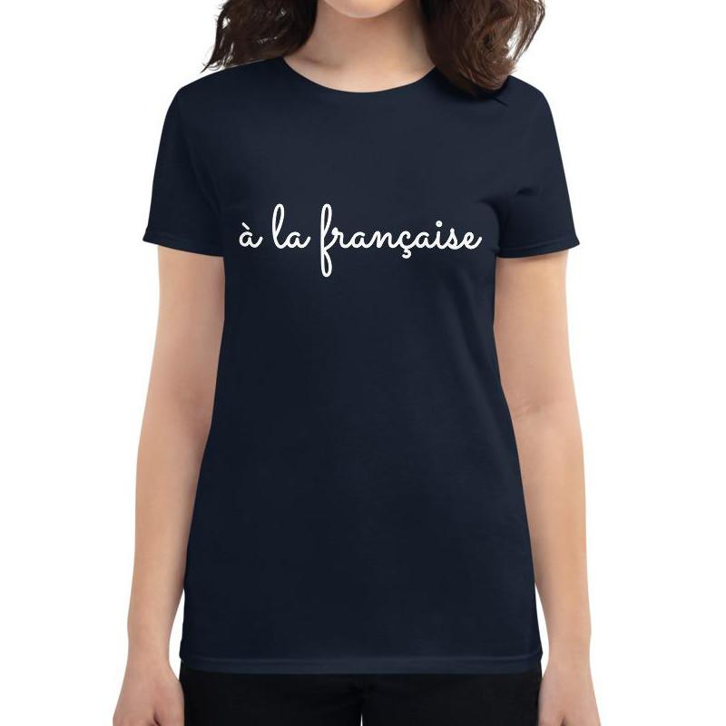 A la Française | Women's short sleeve Navy t-shirt - Women's T-shirt from Ainsi Hardi Paris France