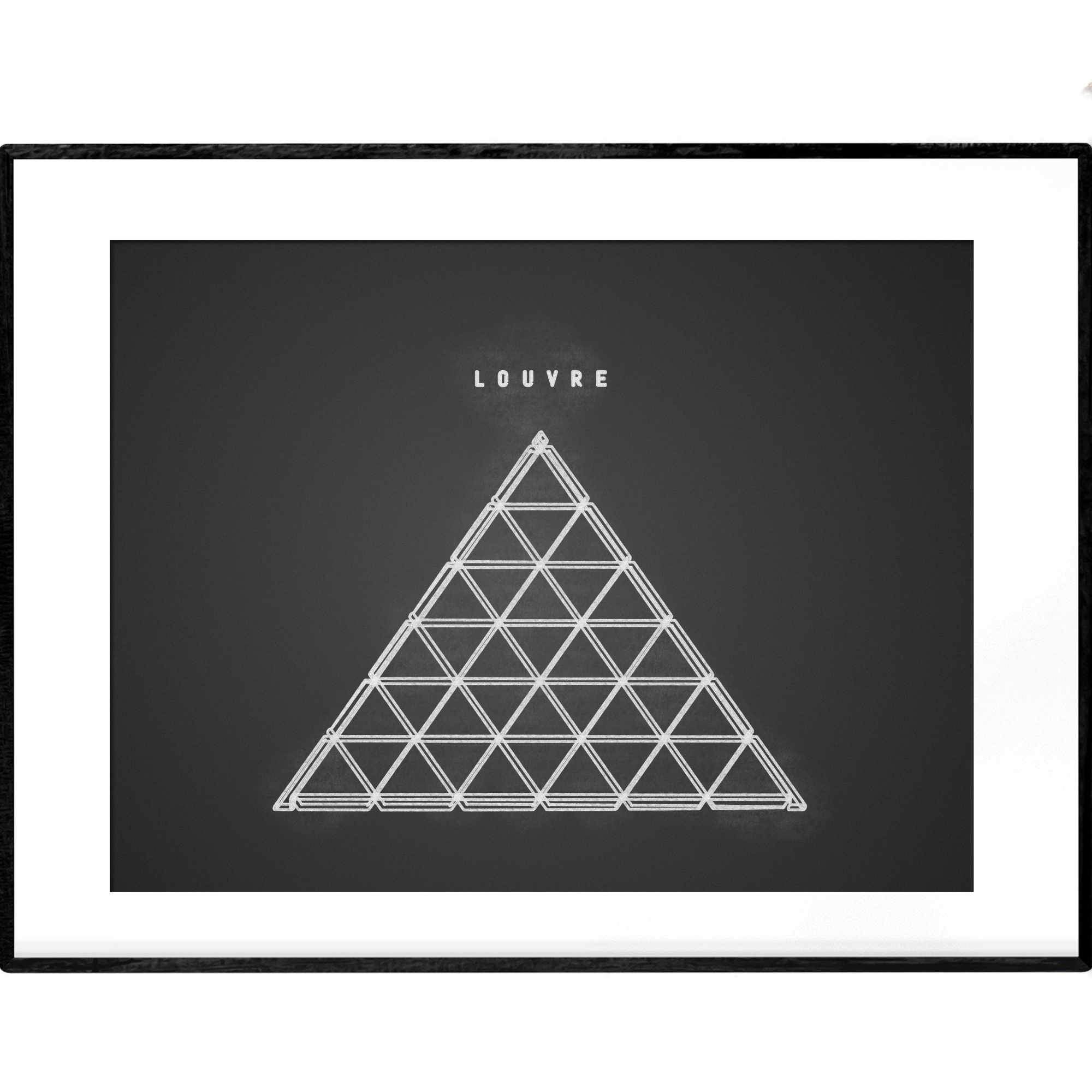 Louvre Museum | Black and White Line Giclée Print - Poster from Ainsi Hardi Paris France