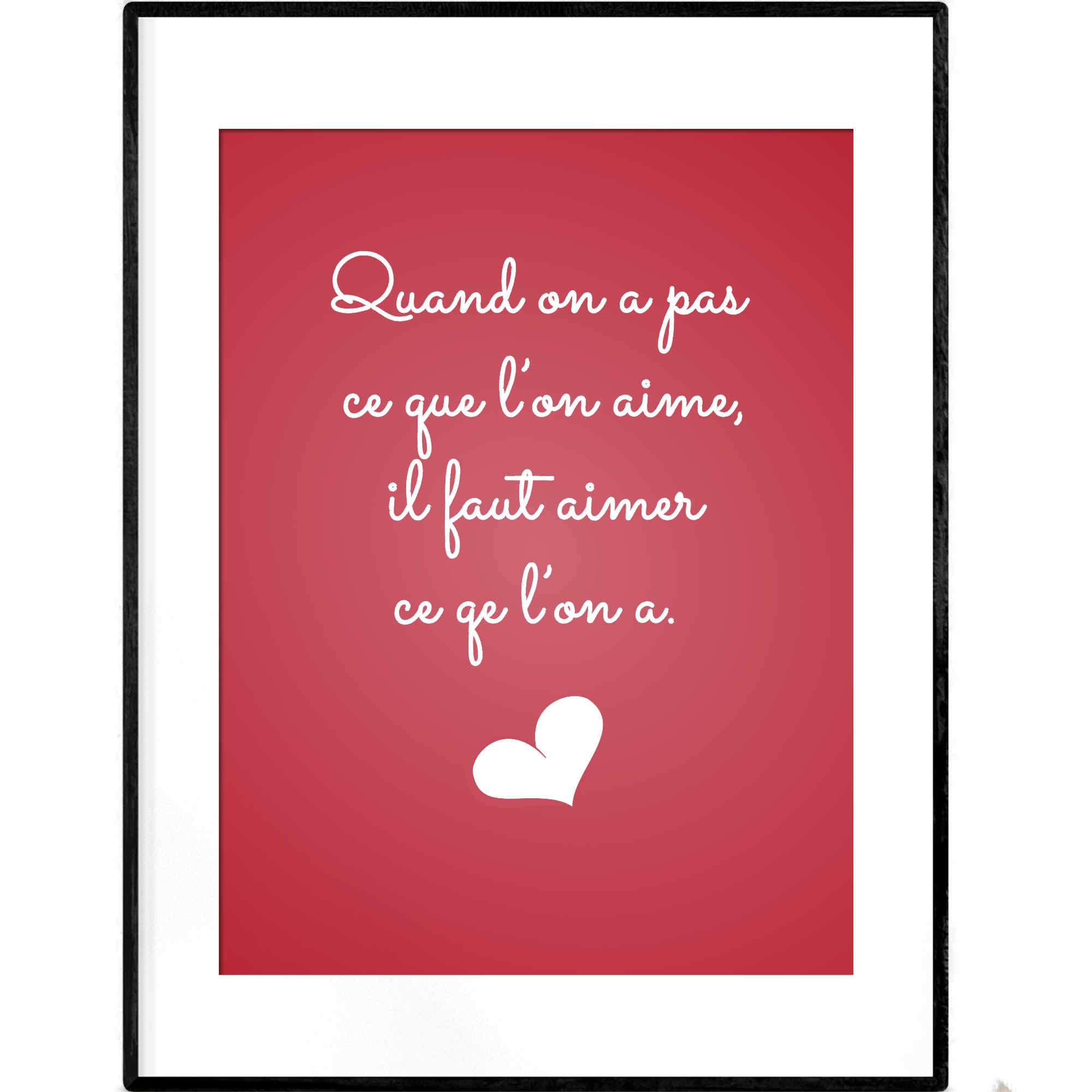 Love French Quotation | Vintage Red Typography Poster - Poster from Ainsi Hardi Paris France
