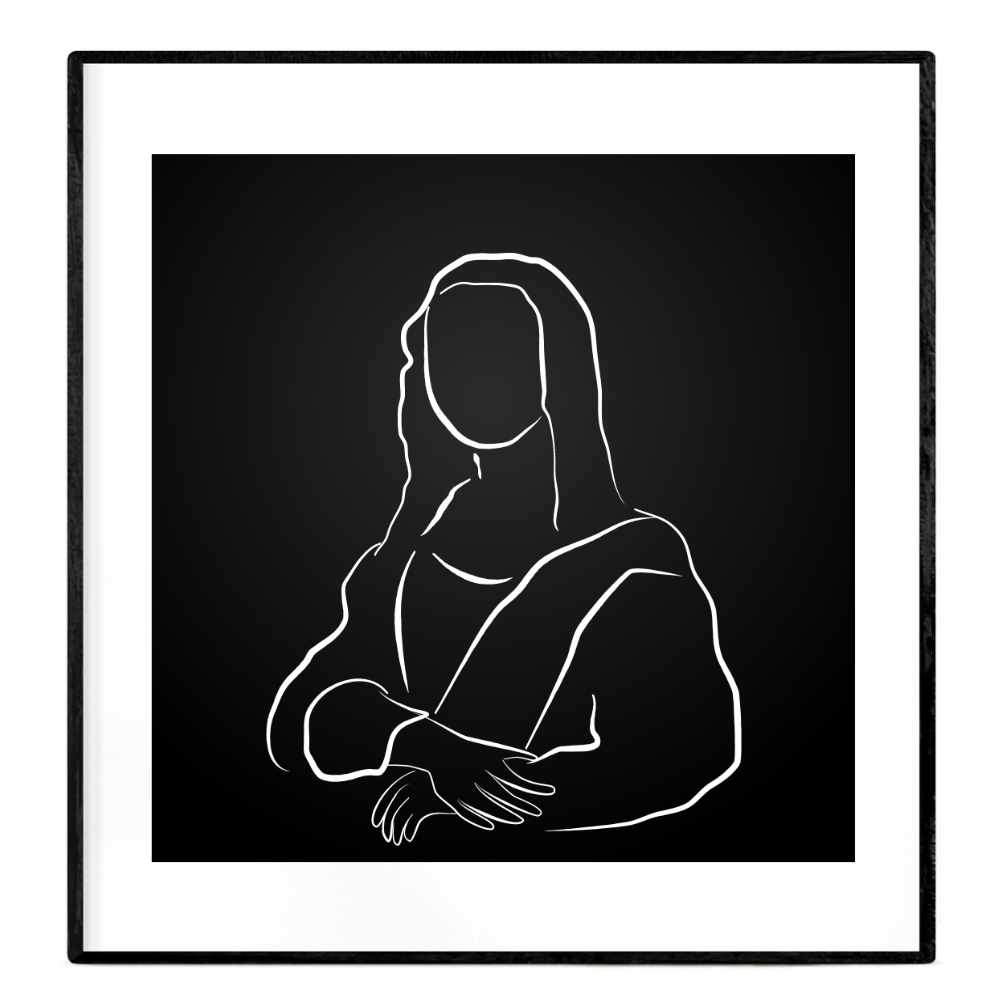 Mona Lisa en Noir | Black and White Line Giclée Print - Poster from Ainsi Hardi Paris France