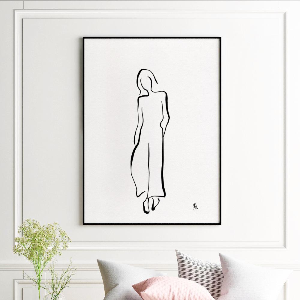 La Parisienne | Black and White Line Giclée Print - Poster from Ainsi Hardi Paris France