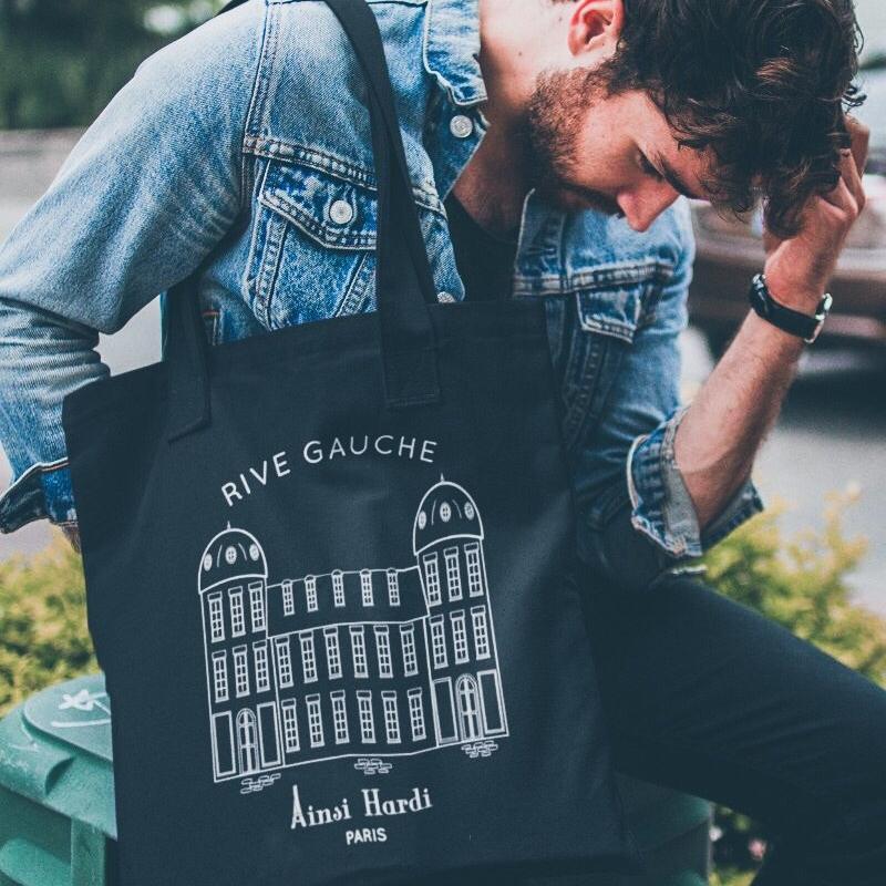 Paris Rive Gauche Black | Tote bag - Tote bag from Ainsi Hardi Paris France