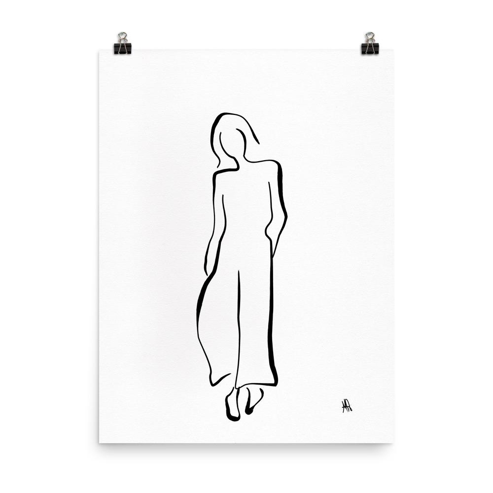 La Parisienne | Black and White Line Giclée Print - Poster from Ainsi Hardi Paris France