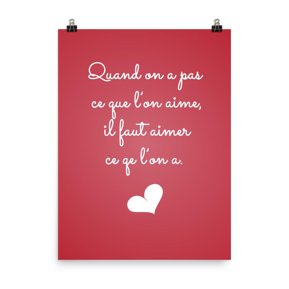 Love French Quotation | Vintage Red Typography Poster - Poster from Ainsi Hardi Paris France