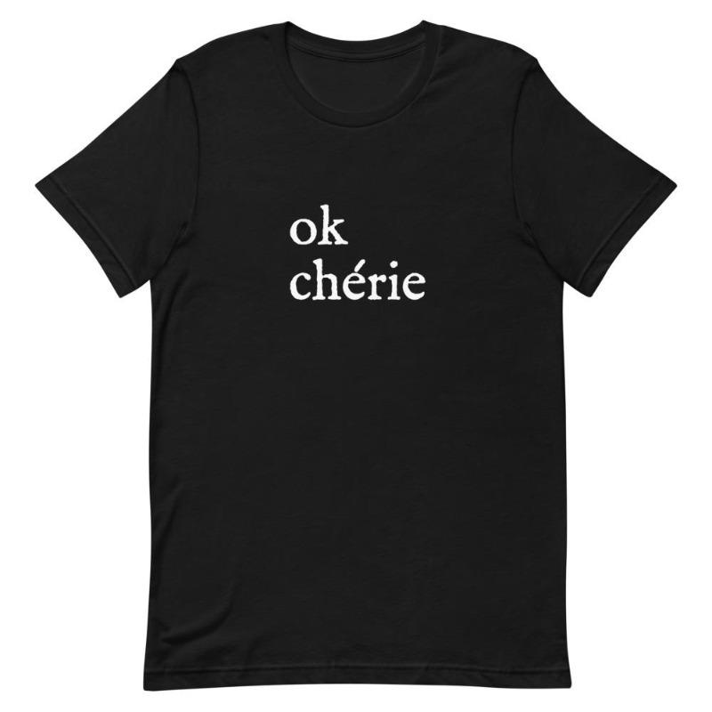 Ok Chérie | Men's Short-Sleeve Black T-Shirt - Men's T-Shirt from Ainsi Hardi Paris France