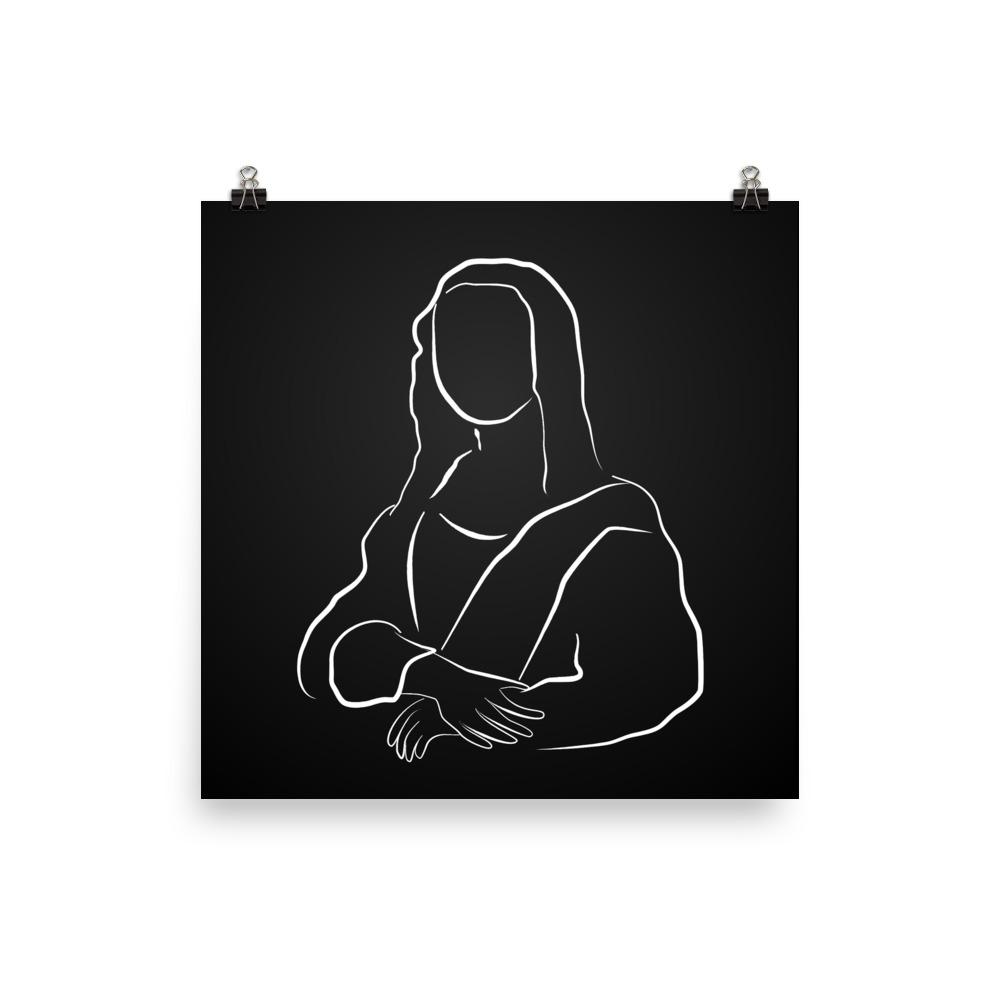 Mona Lisa en Noir | Black and White Line Giclée Print - Poster from Ainsi Hardi Paris France