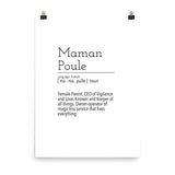 Definition: Maman Poule | Black and White Typography Poster - Poster from Ainsi Hardi Paris France