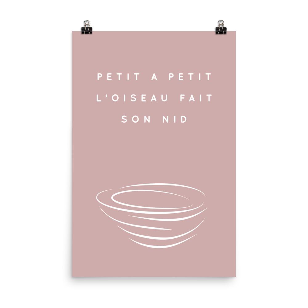 Building a Nest in Pink | Typography French Quotation Poster - Poster from Ainsi Hardi Paris France